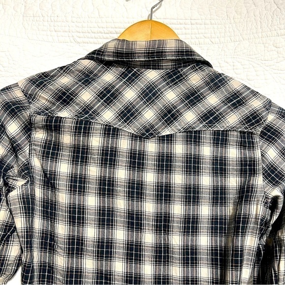 MASON SCOTCH Cottage Cowgirl Button Up Black & Cream Plaid Top,Size X-Small-#254 - Picture 8 of 15